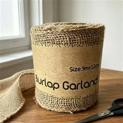 Guirlande en toile de jute de 12 cm-large
